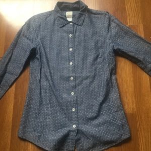 J. Crew Perfect Shirt Chambray Polka Dot Button Up